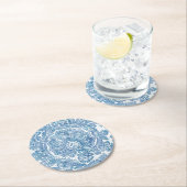 Blue Boho Paisley Pattern Runder Pappuntersetzer (Vor Ort)
