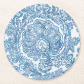 Blue Boho Paisley Pattern Runder Pappuntersetzer (Vorderseite)