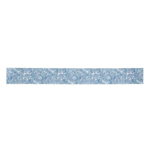Blue Boho Paisley Pattern Satinband (Vorderseite)
