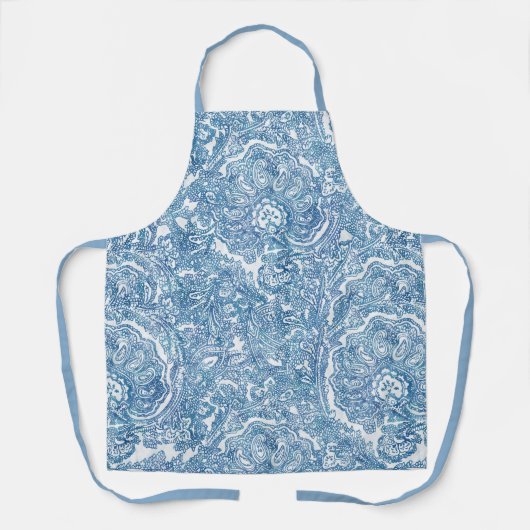 Blue Boho Paisley Pattern Schürze (Vorderseite)