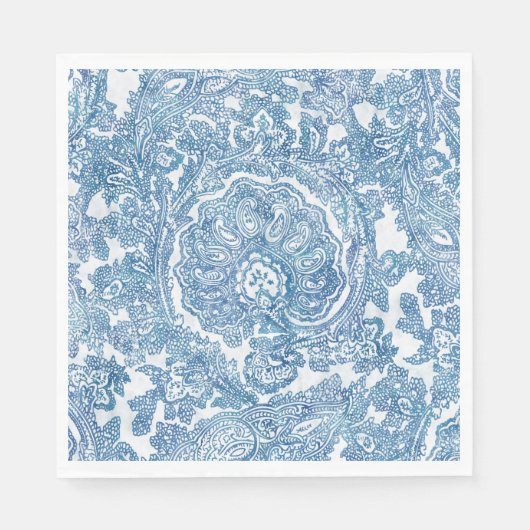 Blue Boho Paisley Pattern Serviette (Vorderseite)