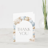 Blue Boho Pampas Grass Boy Baby Dusche Dankeskarte (Vorderseite)