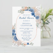 Blue Boho Pampas Grass Brautparty Einladung (Stehend Vorderseite)