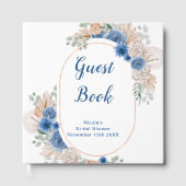 Blue Boho Pampas Grass Bridal Shower Gästebuch (Vorderseite)