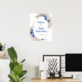 Blue Boho Pampas Grass Bridal Shower Poster (Heimbüro)