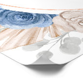 Blue Boho Pampas Grass Bridal Shower Poster (Ecke)