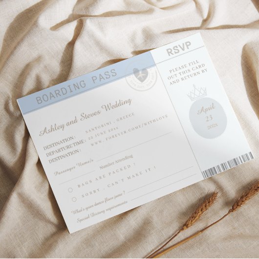 Blue Boho Passport UAWG Wedding Einladung
