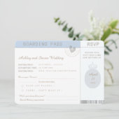 Blue Boho Passport UAWG Wedding Einladung (Stehend Vorderseite)
