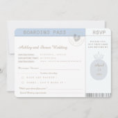 Blue Boho Passport UAWG Wedding Einladung (Vorderseite)
