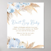 Blue Boho Pumpkin Baby Dusche Say Baby nicht Poster (Vorne)