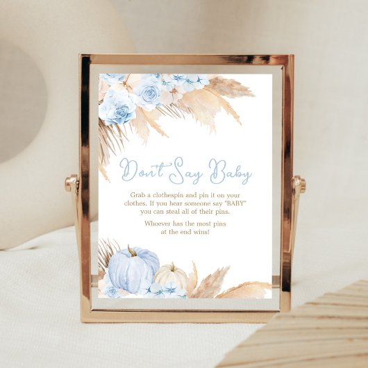 Blue Boho Pumpkin Baby Dusche Say Baby nicht Poster