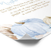 Blue Boho Pumpkin Baby Dusche Spate Night Diapers Poster (Ecke)