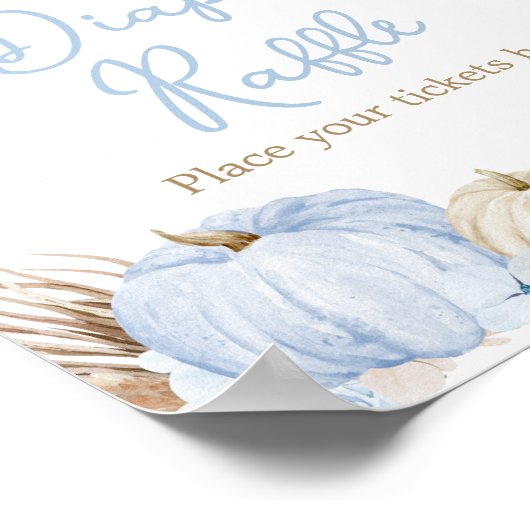 Blue Boho Pumpkin Baby Duwer Windel Raffle Poster (Ecke)