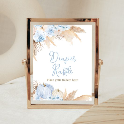 Blue Boho Pumpkin Baby Duwer Windel Raffle Poster