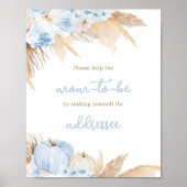 Blue Boho Pumpkin Baby Shower Envelope Station Poster (Vorne)