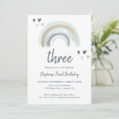 Blue Boho Rainbow 2. Geburtstags-Party Einladung (Stehend Vorderseite)