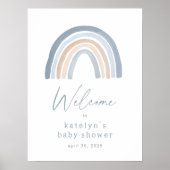 Blue Boho Rainbow Baby Dusche Begrüßungszeichen Poster (Vorne)