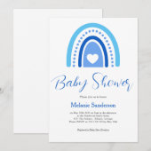 Blue Boho Rainbow Baby Dusche Einladung (Vorne/Hinten)