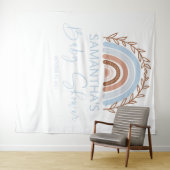 Blue Boho Rainbow Baby Dusche Terracotta Wandteppich (Beispiel (Horizontal))
