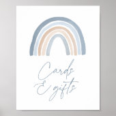 Blue Boho Rainbow Baby Duschkarten und Geschenk Poster (Vorne)