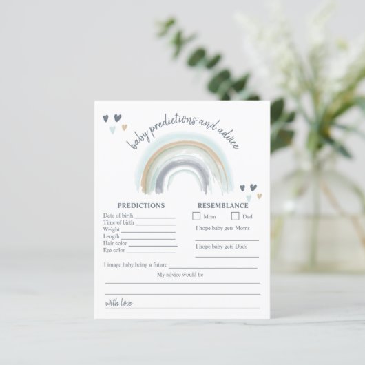 Blue Boho Rainbow Baby Showvordiktationsspiel (Stehend Vorderseite)