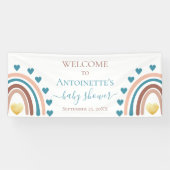 Blue Boho Rainbow Custom Baby Duschbanner Banner (Horizontal)