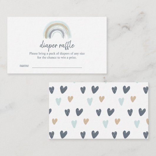 Blue Boho Rainbow Diaper Raffles Tickets Begleitkarte (Vorne/Hinten)