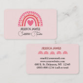Blue Boho Rainbow Niedlich Ersatzlehrer Visitenkarte (Vorne/Hinten)