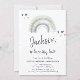 Blue Boho Rainbow Party Einladung