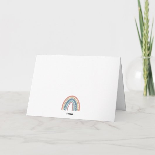 Blue Boho Rainbow Watercolor Dankeschön Karte (Rückseite)