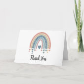 Blue Boho Rainbow Watercolor Dankeschön Karte (Vorderseite)
