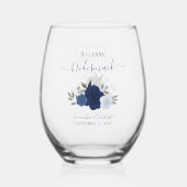 Blue Boho Rose Bridesmaid Trauzeugin Geschenk Weinglas Ohne Stiel (Vorderseite)