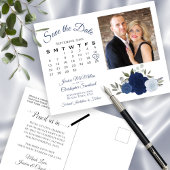 Blue Boho Rose Foto & Kalender Save the Date Ankündigungspostkarte