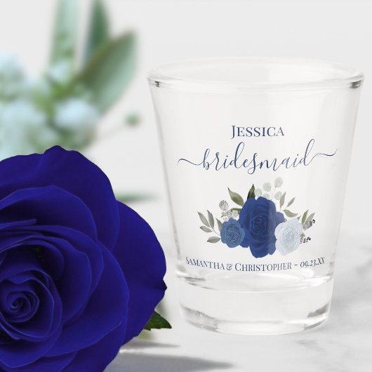 Blue Boho Rose Hochzeit von Bridesmaid Schnapsglas