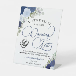 Blue Boho Rose Tancing Feet Drehen Flop Hochzeit Sockelschild