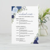 Blue Boho Roses Wedding Events & Timeline Programm (Stehend Vorderseite)