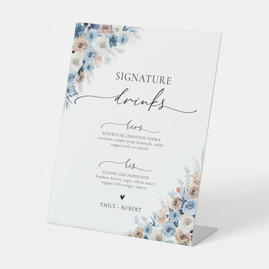 Blue Boho Signature Drinks Unterschrift Sockelschild (Vorderseite)