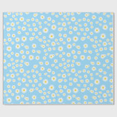 Blue Boho Spring Daisies Pattern Geschenkpapier (Flach)