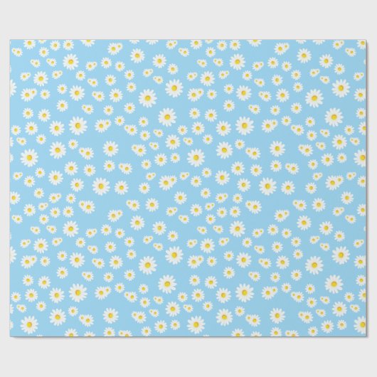 Blue Boho Spring Daisies Pattern Geschenkpapier (Flach)