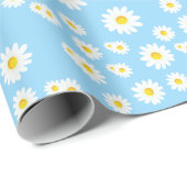 Blue Boho Spring Daisies Pattern Geschenkpapier (Rolleneckpunkt)