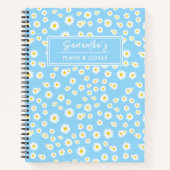 Blue Boho Spring Daisies Pattern Notizblock (Vorderseite)