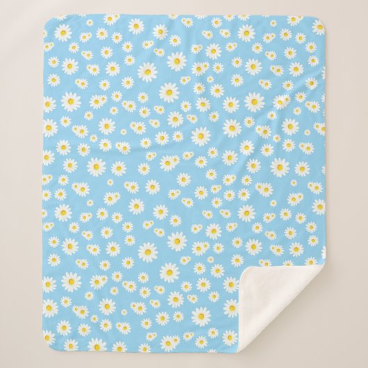 Blue Boho Spring Daisies Pattern Sherpadecke (Vorderseite)