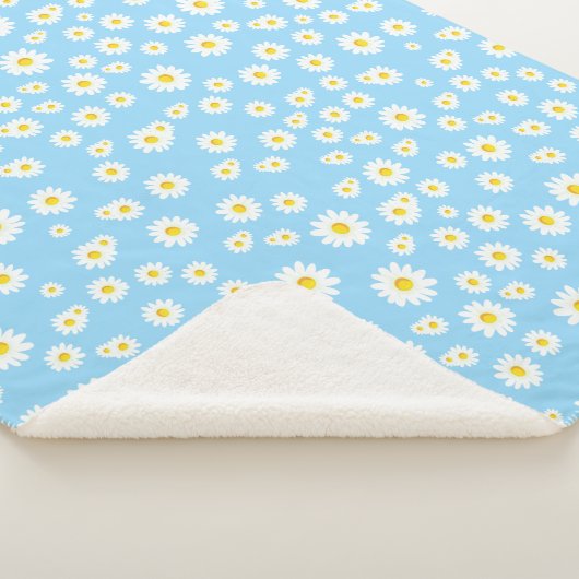 Blue Boho Spring Daisies Pattern Sherpadecke (3/4)