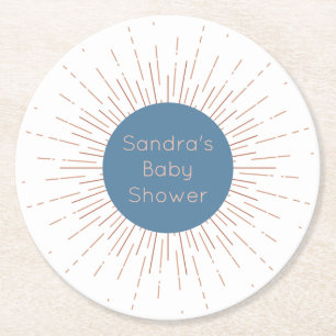 Blue Boho Sun Runder Pappuntersetzer