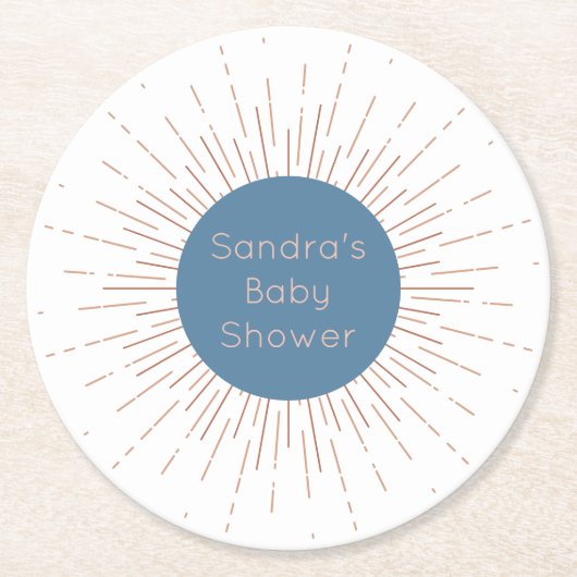 Blue Boho Sun Runder Pappuntersetzer (Vorderseite)