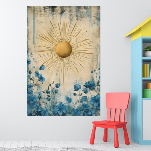 Blue Boho Sunshine" (oder manchmal "Boho Sun Blue" Poster (Kinderzimmer 1)