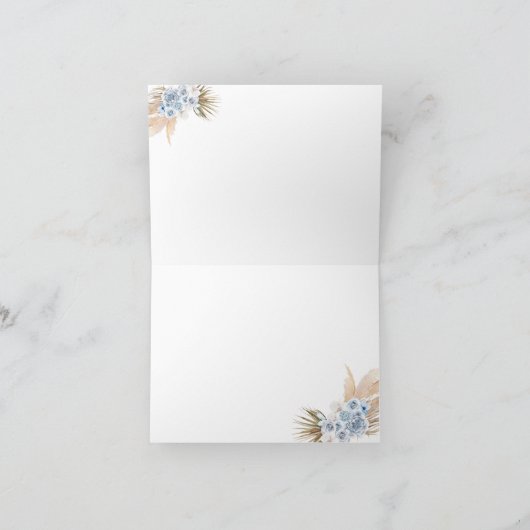 Blue Boho Teddy Bear geklappt Danke Karte (Innenseite)