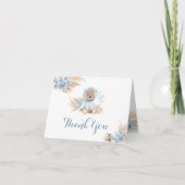 Blue Boho Teddy Bear geklappt Danke Karte (Vorderseite)