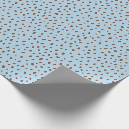 Blue & Boho Terracotta Brown Dots Baby Dusche Geschenkpapier (Ecke)