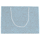 Blue & Boho Terracotta Brown Dots Baby Dusche Große Geschenktüte (Rückseite)